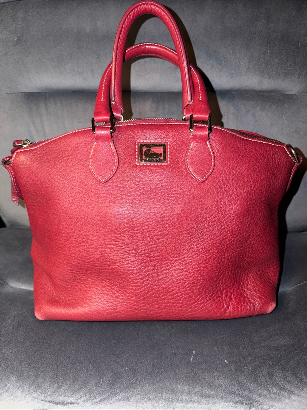 Dooney & Bourke Dillen Red Pebble Leather Satchel (without have crossbody strap)
